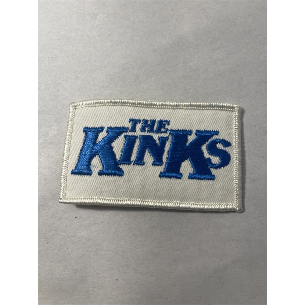 The Kinks Rock Band White Background Blue Lettering Embroidered Patch Vintage